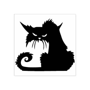 Sello de gato negro de Halloween vintage