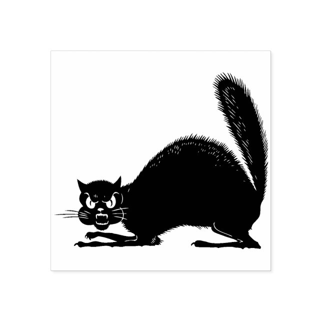 Sello de gato negro de Halloween vintage (Impresión)