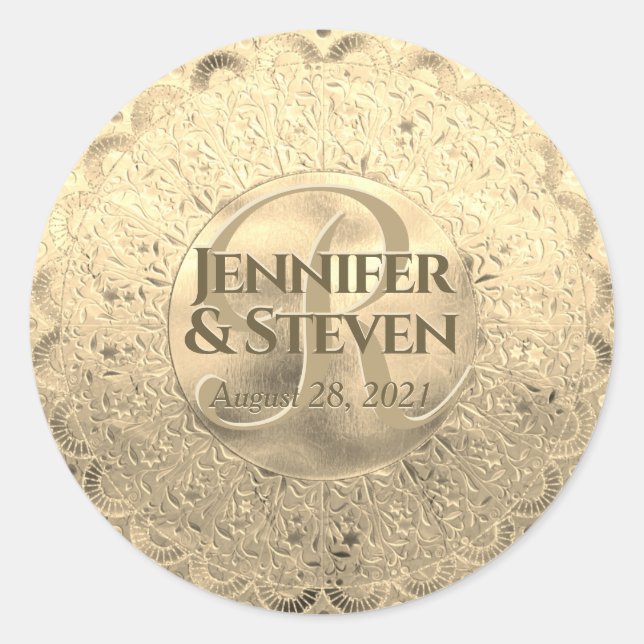 Sello de glamour de oro monograma personalizado (Anverso)