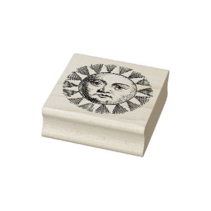 Sello de goma de 3 tamaños símbolo de sol antiguo