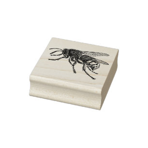 Sello de goma de 4 tamaños con imagen retro Bee