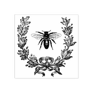 Sello de goma de arte de la guirnalda y de abeja