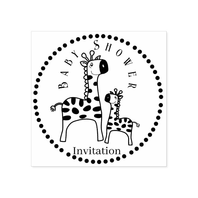 Sello de goma de Baby Shower Giraffe (Impresión)