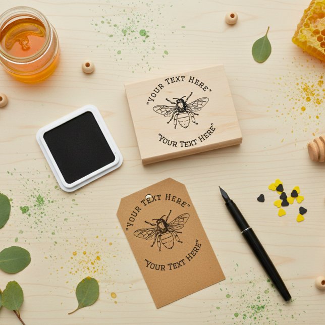 Sello de goma de beekeeper Honey Bee de personaliz (Custom Beekeeper Honey Bee Rubber Stamp)