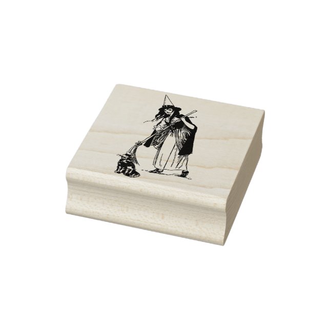 Sello de goma de bruja y gato de Halloween (Sello)