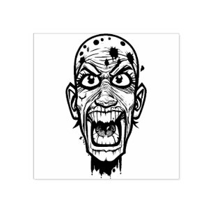 Sello de goma de cabeza zombie