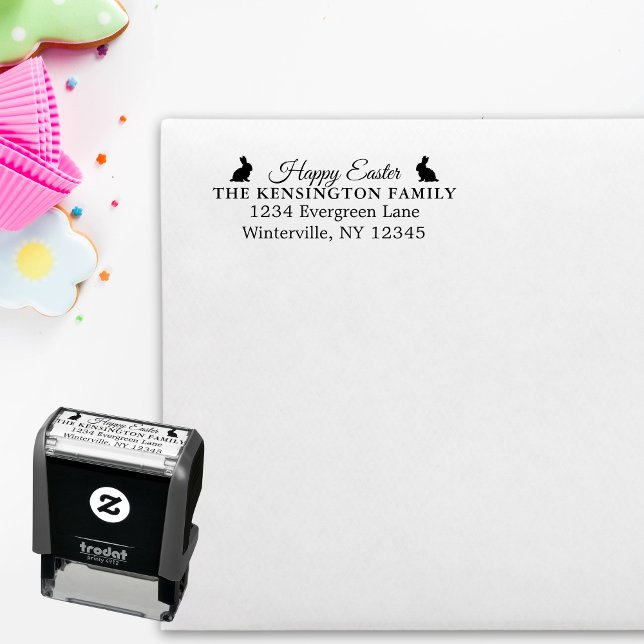Sello de goma de conejito de Pascua personalizado (Personalized Easter Bunny Rubber Stamp)