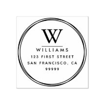 Sello de goma de dirección de retorno de monograma