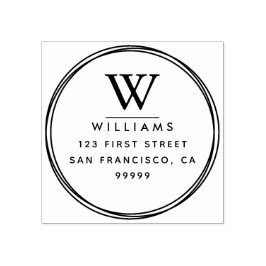 Sello de goma de dirección de retorno de monograma