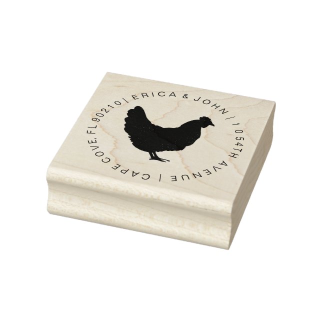 Sello de goma de dirección personalizado, gallina (Sello)
