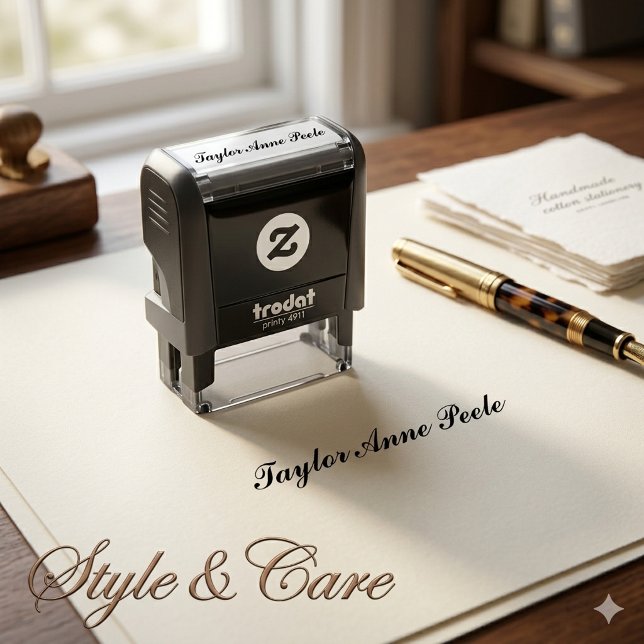 Sello de goma de entintado automático con nombre p (Custom Name Self-Inking Rubber Stamp 1.4 x 0.4
)