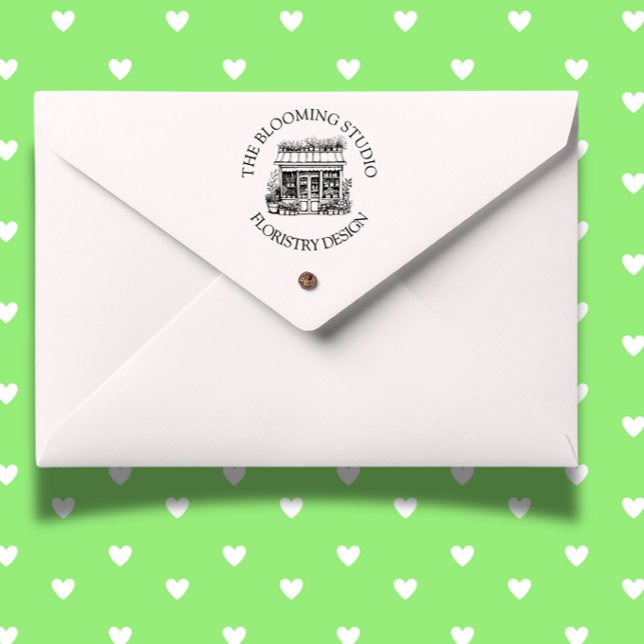 Sello de goma de Florist Storefront Studio (Personalize your flower shop branding with the Florist Storefront Studio Rubber Stamp)