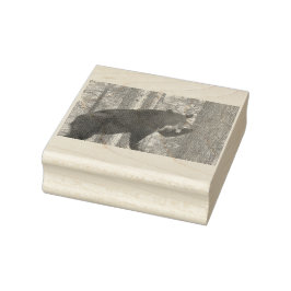 Sello de goma de madera de oso negro