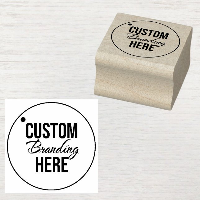 Sello De Goma De Madera Pequeña Personalizado Con  (small custom logo wooden stamp)