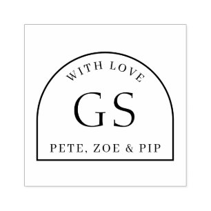 Sello de goma de monograma simple de arco