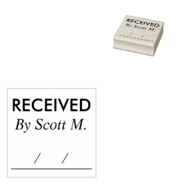 Sello de goma de nombre personalizado recibido