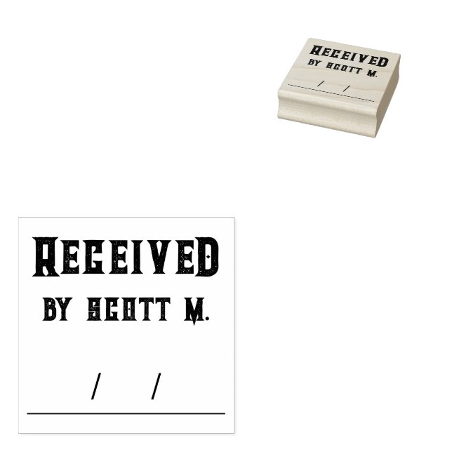 Sello de goma de nombre personalizado recibido (Sellado)