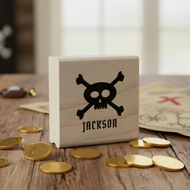 Sello de goma de nombre pirata Skull and Crossbone (Yarr! A skull and crossbones stamp for stampin' yer pirates)