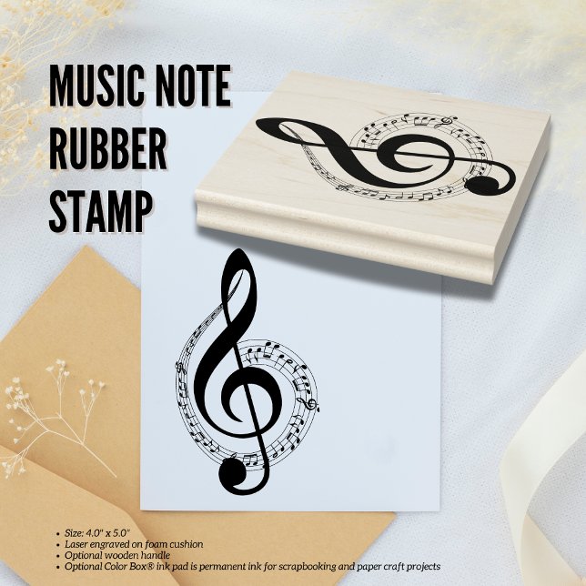 Sello de goma de nota musical (Music Note Rubber Stamp Birthday Depot Detroit Michigan)