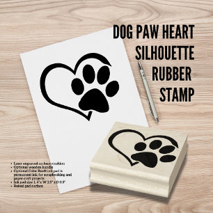 Sello de goma de Silueta de Corazón de Perro Paw