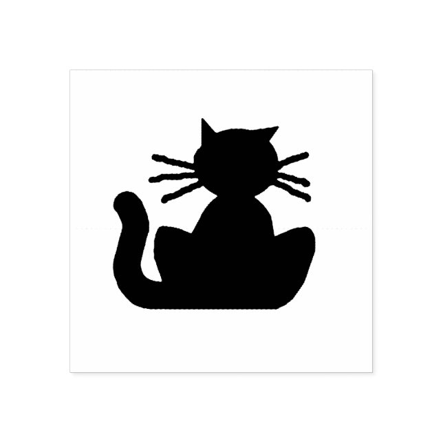 Sello de goma de silueta de gato negro (Impresión)