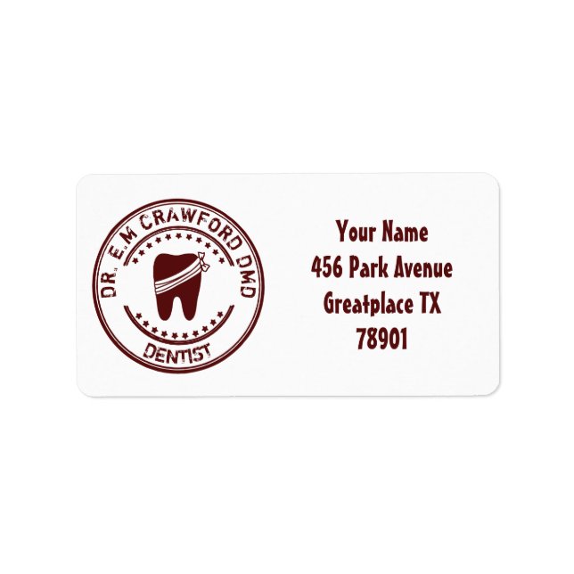 Sello De Goma Dentista Con Diente Y Su Nombre (Frente)