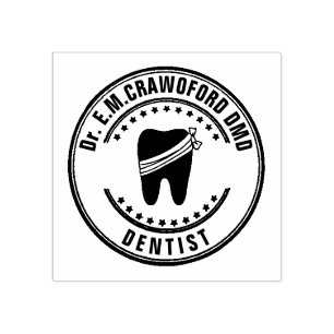 Sello De Goma Dentista Con Diente Y Su Nombre