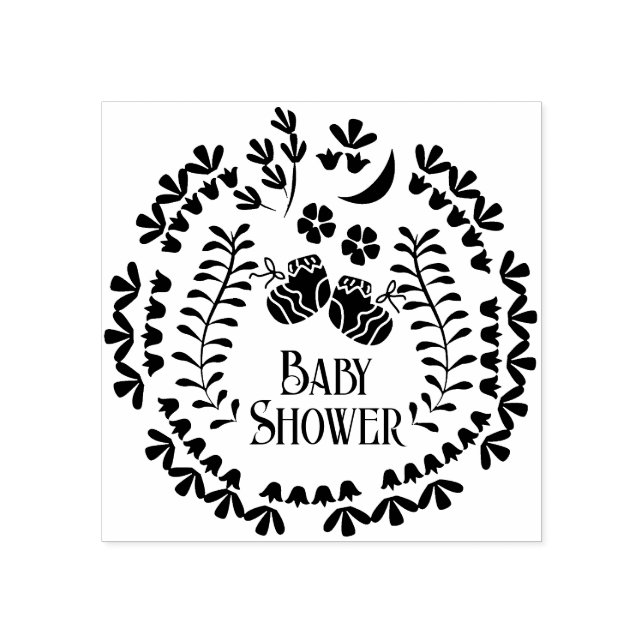 Sello de goma floral de Baby Shower (Impresión)