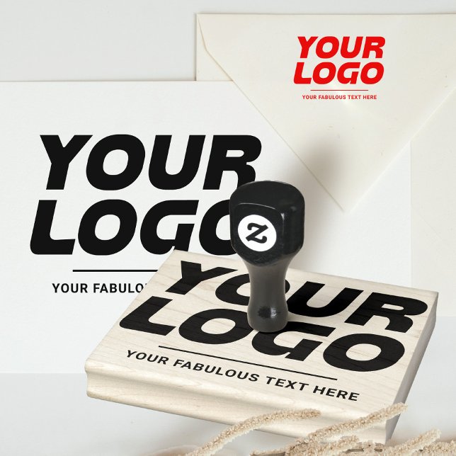 Sello de goma grande personalizado con logotipo y  (custom-business-logo-rubber-stamp)