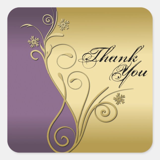 Sello de Gracias - Boda de Purple y Oro Clásico (Anverso)