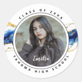 Sello de graduación de fotos de oro amarillo azul