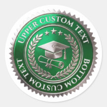 Sello de graduación de papel de aluminio verde-pla