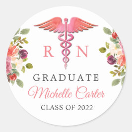 Sello de graduación de símbolo de Enfermería flora