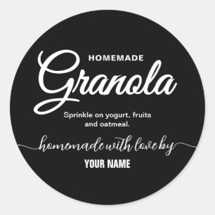 Sello de granola casero con guión elegante negro