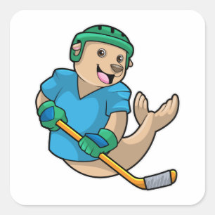 Sello de hockey sobre hielo con bastón de hockey s