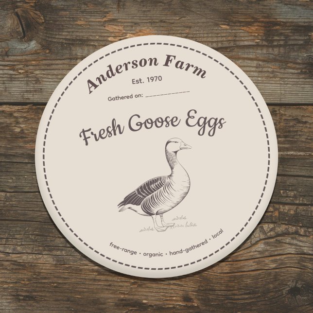 Sello de huevos de ganso de granja Pegatina marrón (Farm Goose Eggs Label Brown Sticker)