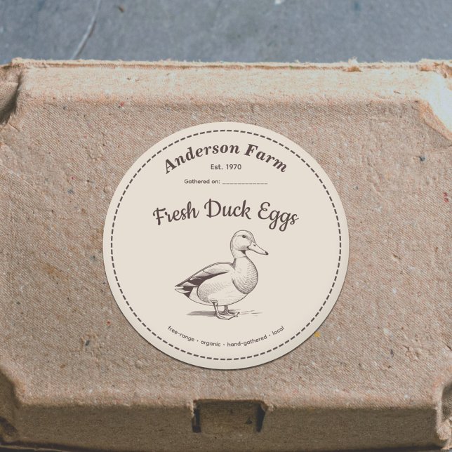 Sello de huevos de pato de granja Pegatina marrón (Farm Duck Eggs Label Brown Sticker)