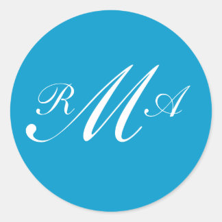 Sello de invitación a bodas de monograma blanco az
