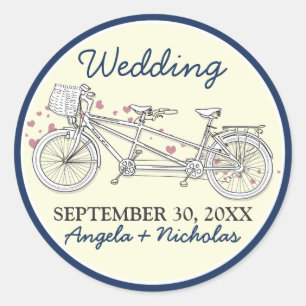 Sello de invitación a la boda de la bicicleta tánd