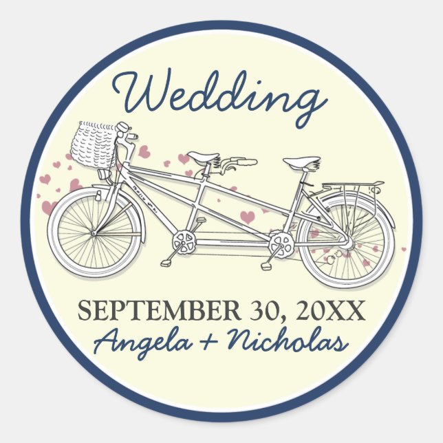 Sello de invitación a la boda de la bicicleta tánd (Anverso)
