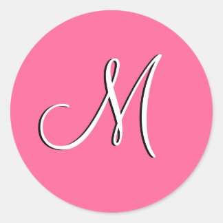 Sello de invitación a la boda M de monograma blanc