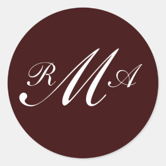 Sello de invitación a monograma Marrón y blanco