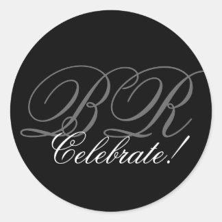 Sello de invitación al monograma: ¡Celebren!