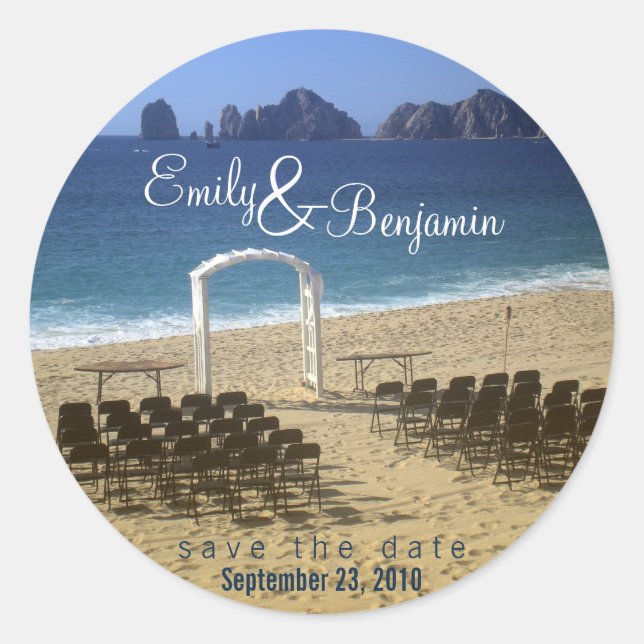 Sello de invitación - Boda de playa de destino ::  (Anverso)