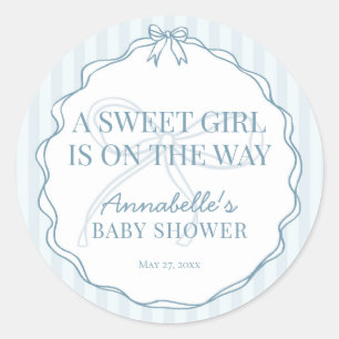 Sello de invitación de Baby Shower Blue Coquette B