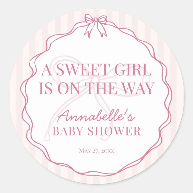 Sello de Invitación para Baby Shower con Lazo de C (Anverso)