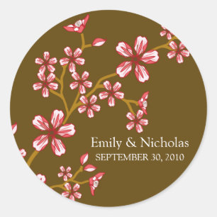 Sello de la invitación a la boda marrón/flor de ce