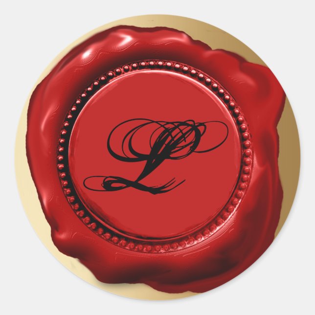 Sello de la letra inicial de cera roja de moda (Anverso)