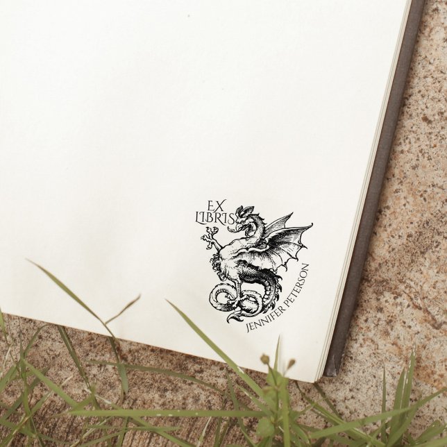 Sello de libro de biblioteca Ex Libris de dragón d (Subido por el creador)