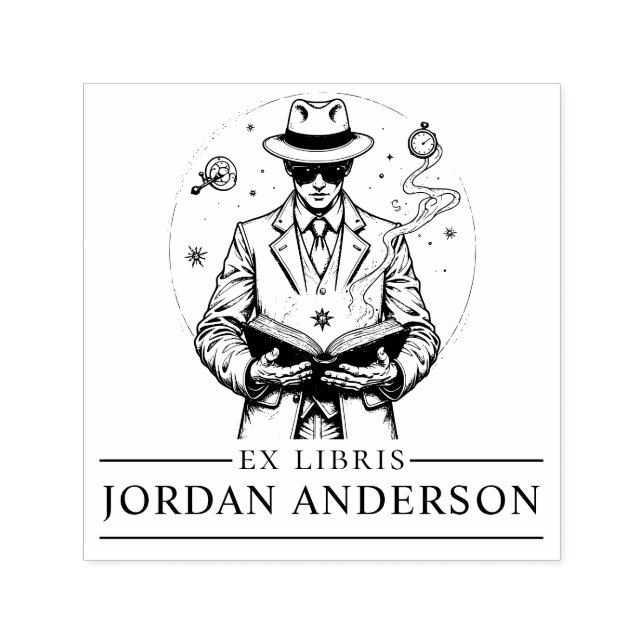 Sello de libro de detectives para viajeros de tiem (Diseño)